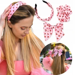 Modny zestaw akcesoriów do włosów cherry girl różowy 3 elementy Wisienki