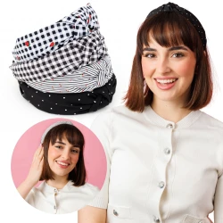 Zestaw 4 Opasek Do Włosów Damskich Szerokie Pin Up Owoce Eleganckie Mix